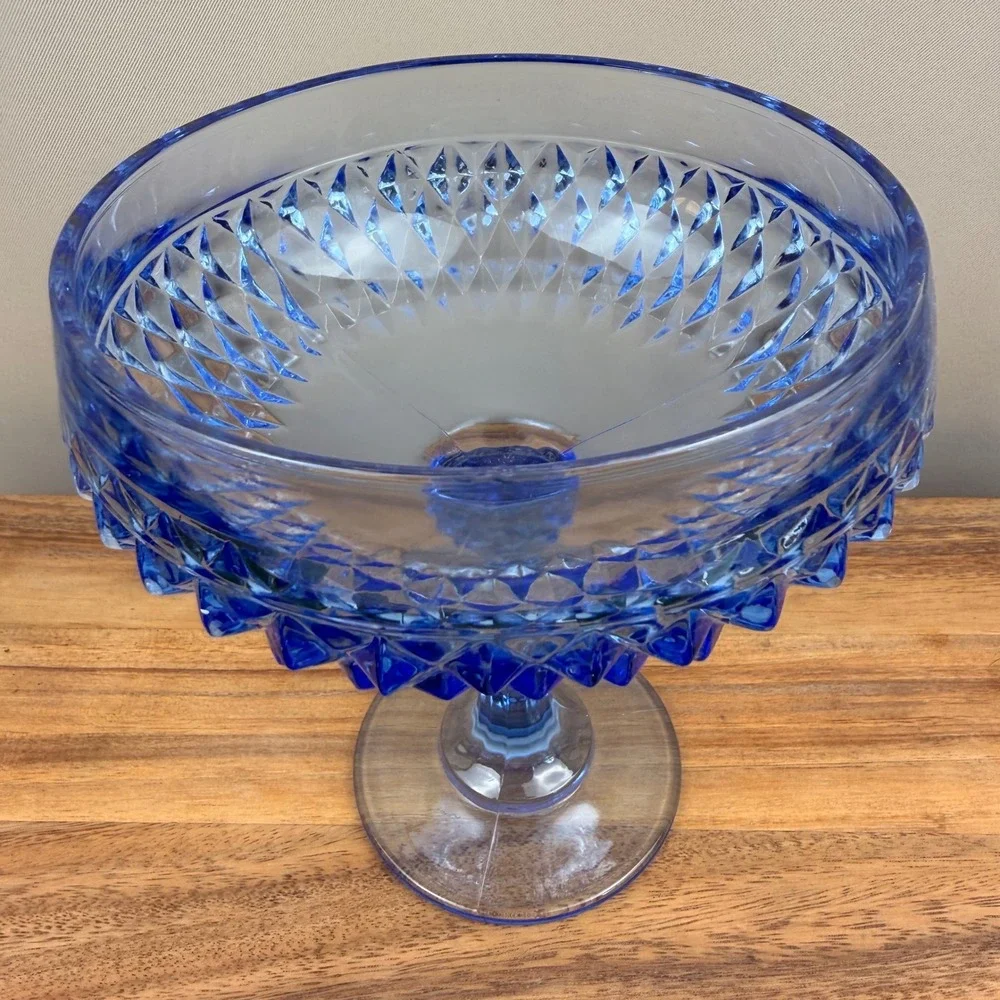 Vintage Indiana Glass Diamond Point 7.25